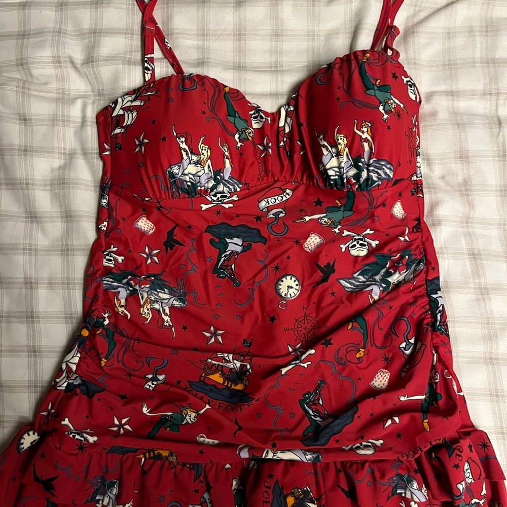 Disney Red One Piece bathing suit with Whimsical Patterns